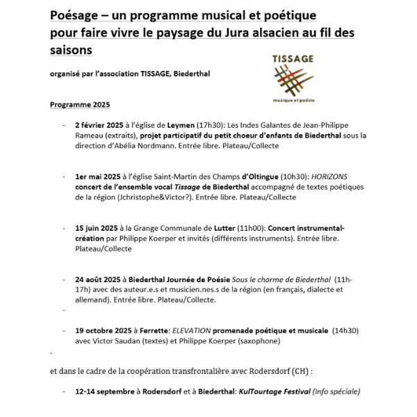 Programme 2025 Poésage